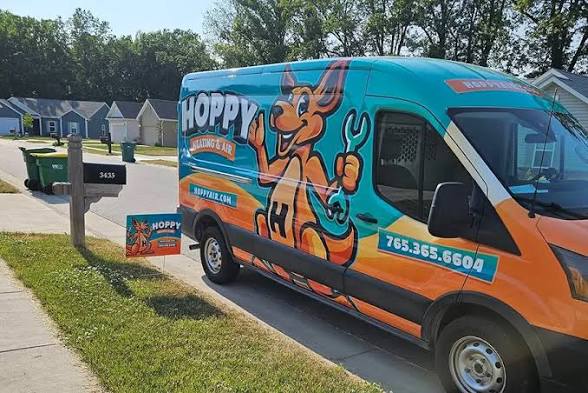 Hoppy Heating and Air service van